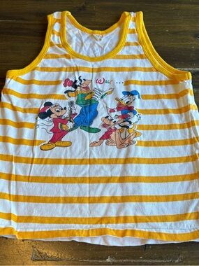 Vintage Tank Shirt Striped Mickey Pluto Goofy Donald Summer Toddler